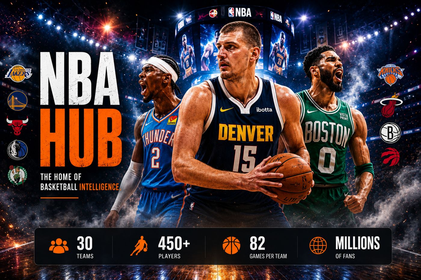 CleverScores NBA Hub — the home of basketball intelligence: 30 teams, 450+ players, 82 games a season, millions of fans