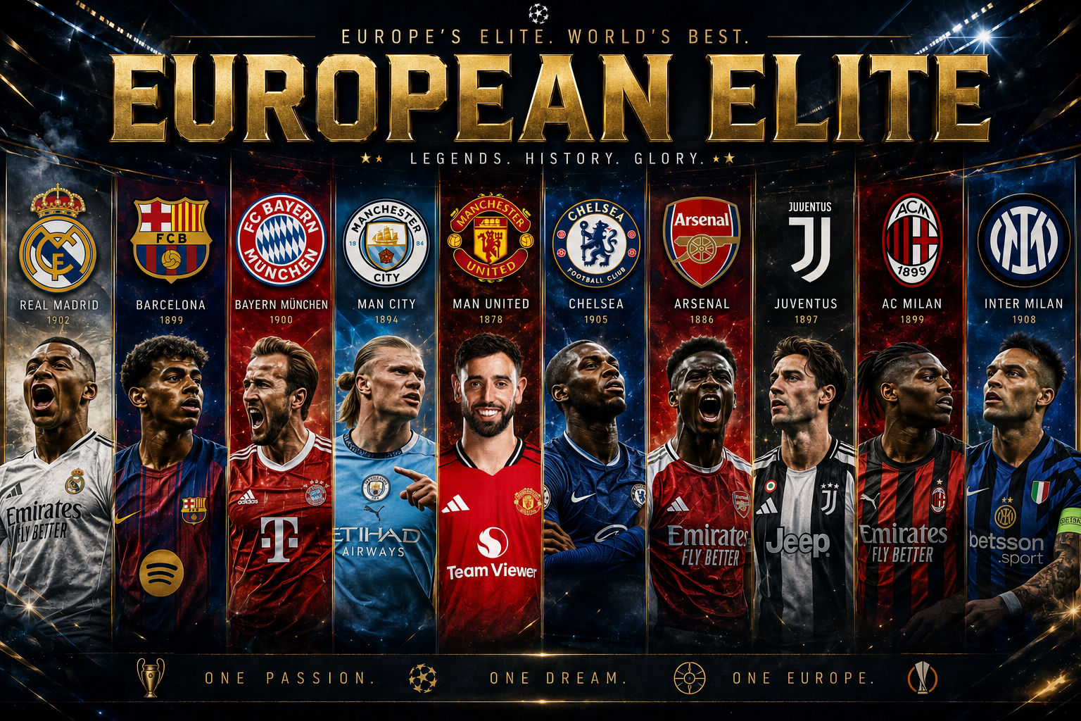 Europe's elite football clubs — legends, history and glory across the top leagues
